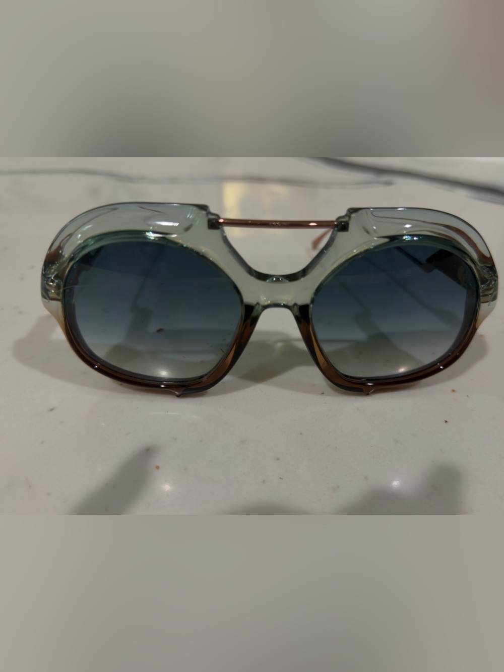 fendi Women's Two-Tone Green and Brown Round Gradient Sunglasses